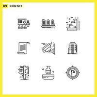 User Interface Pack of 9 Basic Outlines of file stairs analog stage steps Editable Vector Design Elements