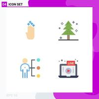 Set of 4 Modern UI Icons Symbols Signs for finger tree arrow christmas employee Editable Vector Design Elements