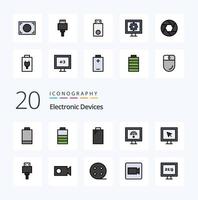 20 Devices Line Filled Color icon Pack like cable frame file focus record vector