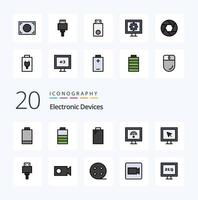 20 Devices Line Filled Color icon Pack like cable frame file focus record vector