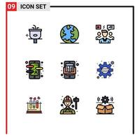 9 iconos creativos signos y símbolos modernos de lenguaje chat aplicación web video elementos de diseño vectorial editables vector