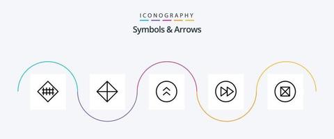 paquete de iconos de línea 5 de símbolos y flechas que incluye música. flechas simbolos flecha derecha hasta vector