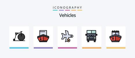 Vehicles Line Filled 5 Icon Pack Including flight. vehicles. landing. transportation. tram. Creative Icons Design vector
