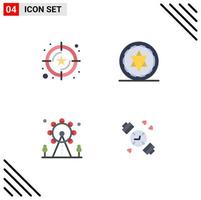 conjunto moderno de 4 iconos planos pictograma de calificación parque valor reloj mágico elementos de diseño vectorial editables vector