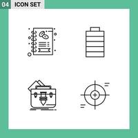 4 User Interface Line Pack of modern Signs and Symbols of business file shop energy briefcase Editable Vector Design Elements