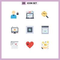 Modern Set of 9 Flat Colors and symbols such as money science search monitor atom Editable Vector Design Elements