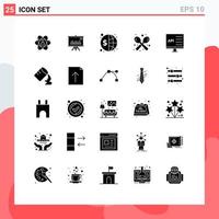 25 Thematic Vector Solid Glyphs and Editable Symbols of fork global project money finance global Editable Vector Design Elements