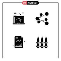 Solid Glyph Pack of 4 Universal Symbols of home chart plan link growth Editable Vector Design Elements