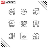 Set of 9 Commercial Outlines pack for business learning nest guide book Editable Vector Design Elements