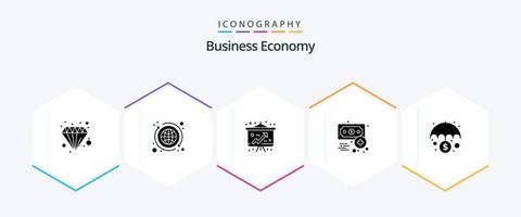 paquete de iconos de 25 glifos económicos que incluye economía. ingreso. dinero. Finanzas. negocio vector