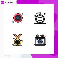 Pack of 4 Modern Filledline Flat Colors Signs and Symbols for Web Print Media such as premium madel celebration ring speed test Editable Vector Design Elements