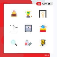 User Interface Pack of 9 Basic Flat Colors of books office human scanner deck needle Editable Vector Design Elements