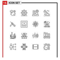 Modern Set of 16 Outlines Pictograph of hairdressing comb programing beauty development Editable Vector Design Elements