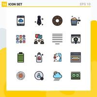 16 User Interface Flat Color Filled Line Pack of modern Signs and Symbols of pattren system system donuts pattren gauge Editable Creative Vector Design Elements