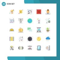 Mobile Interface Flat Color Set of 25 Pictograms of done diagonal star design learning Editable Vector Design Elements