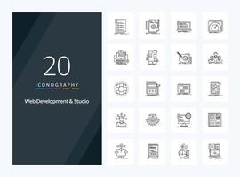 20 Web Development And Web Studio Outline icon for presentation vector