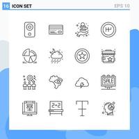 Modern Set of 16 Outlines and symbols such as pie mechanics back gearshift coins money Editable Vector Design Elements