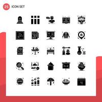 25 User Interface Solid Glyph Pack of modern Signs and Symbols of bouquet video faq online help Editable Vector Design Elements