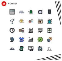 25 iconos creativos signos y símbolos modernos del teléfono móvil árbol de navidad optimización del tiempo optimización elementos de diseño vectorial editables vector