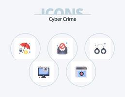 Cyber Crime Flat Icon Pack 5 Icon Design. handcuffs. virus. web. spam. vector