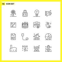 Group of 16 Outlines Signs and Symbols for education pencil idea browser agreement Editable Vector Design Elements