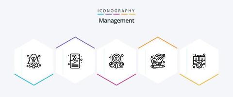 paquete de iconos de gestión de 25 líneas que incluye crecimiento. negocio. planificación. negocio. localización vector