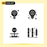 User Interface Pack of 4 Basic Solid Glyphs of business combat idea globe military Editable Vector Design Elements