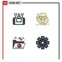 Group of 4 Filledline Flat Colors Signs and Symbols for mobile favorite technology alignment folder Editable Vector Design Elements