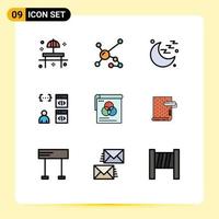 9 Universal Filledline Flat Color Signs Symbols of development coding dna browser sign Editable Vector Design Elements