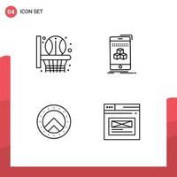 Universal Icon Symbols Group of 4 Modern Filledline Flat Colors of basketball net greece box product page Editable Vector Design Elements