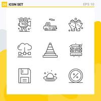 Stock Vector Icon Pack of 9 Line Signs and Symbols for construction optimization dua media computing Editable Vector Design Elements