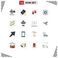 Pictogram Set of 16 Simple Flat Colors of catkin working paint gear affiliate Editable Pack of Creative Vector Design Elements