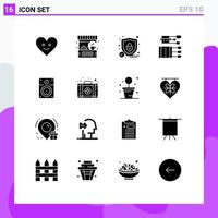 Pack of 16 Modern Solid Glyphs Signs and Symbols for Web Print Media such as loud spa protection needles chinese Editable Vector Design Elements