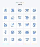 paquete de iconos azules de inicio creativo 25 como estrategia. mano. Insignia. Finanzas. gráfico vector