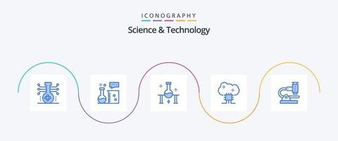 Science And Technology Blue 5 Icon Pack Including cloud networking. cloud based services. lab equipment. science lab. science vector