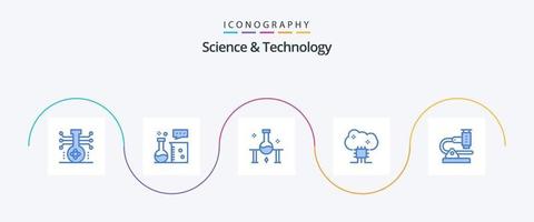 paquete de iconos azul 5 de ciencia y tecnología que incluye redes en la nube. servicios basados en la nube. equipo de laboratorio. laboratorio de ciencia. ciencia vector