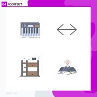 User Interface Pack of 4 Basic Flat Icons of controller home midi left bunk bed Editable Vector Design Elements