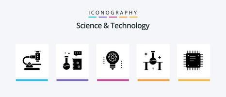 Science And Technology Glyph 5 Icon Pack Including science. laboratory. lab equipment. robotics. electronics. Creative Icons Design vector