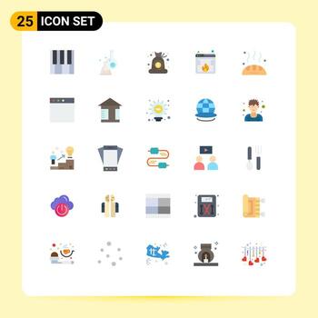 25 colores planos vectoriales temáticos y símbolos editables de datos de piratería de bolsas de pérdida de pan elementos de diseño vectorial editables vector