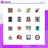 Set of 16 Modern UI Icons Symbols Signs for mobile violin hand musical instrument Editable Creative Vector Design Elements