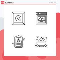 4 Creative Icons Modern Signs and Symbols of box medical interface chart bowl Editable Vector Design Elements