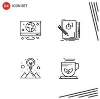 4 User Interface Line Pack of modern Signs and Symbols of digital idea sketch draw strategy solution Editable Vector Design Elements