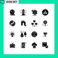 Pack of 16 creative Solid Glyphs of country argentina tower america services Editable Vector Design Elements