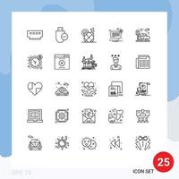 Modern Set of 25 Lines and symbols such as message error remove alert food Editable Vector Design Elements