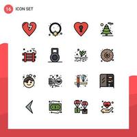 paquete de iconos de vector de stock de 16 signos y símbolos de línea para elementos de diseño de vector creativo editable de planta de bomba de corazón de dinamita de fuegos artificiales