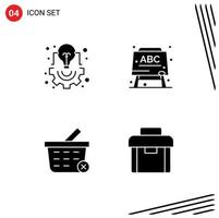 Group of 4 Solid Glyphs Signs and Symbols for bulb delete light education briefcase Editable Vector Design Elements