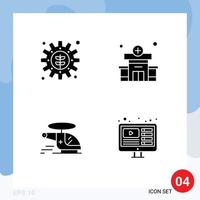 Pack of 4 creative Solid Glyphs of environment medical setting medical air Editable Vector Design Elements