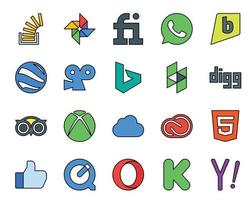 20 Social Media Icon Pack Including creative cloud xbox google earth travel digg vector