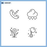 Stock Vector Icon Pack of 4 Line Signs and Symbols for call rose phone weather drop Editable Vector Design Elements