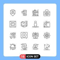 16 Universal Outline Signs Symbols of gadgets ic receiving sms medici money Editable Vector Design Elements